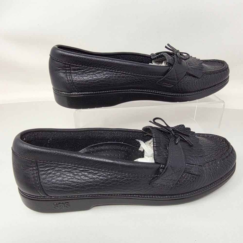 SAS Kiltie Loafers Womens 7 M Black Leather Handsewn Comfort Shoes Excellent